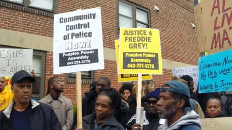 Freddie Gray protesters in Baltimore  Stock Footage 49553359