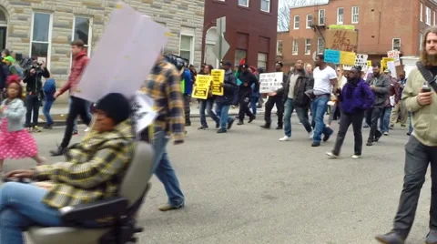 Freddie Gray protesters in Baltimore  Stock Footage 49574429