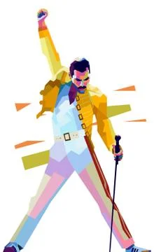 Freddie Mercury iconic pose Stock Illustration