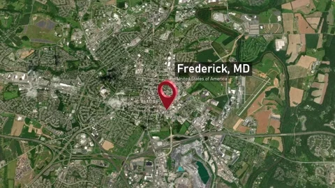 Frederick City Map Zoom (MD, USA) from Space to Earth Video stock 295695959