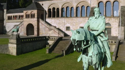 Frederick I. in front of the Imperial Palace Goslar Stock Footage 136366550