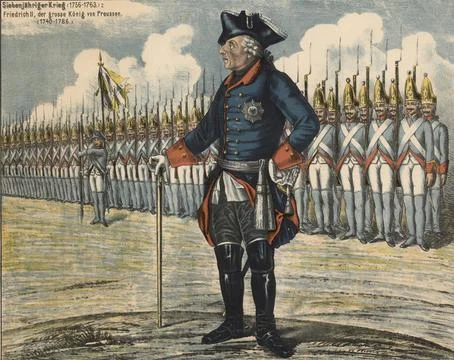 Frederick II, during the Seven Years' War (1756-1763), reigned over Prussia from Ilustração Stock