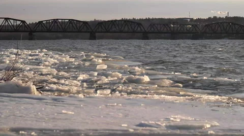 Fredericton, NB.  Walking Bridge in Winter. Stock Footage 60934487