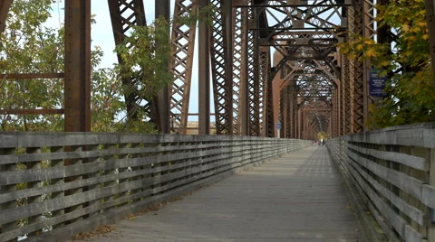 Fredericton New Brunswick Walking Bridge. Stock Footage 68750341