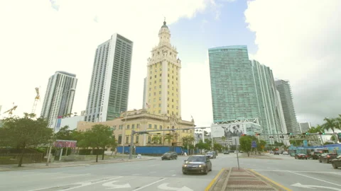 Fredom Tower Miami Stock Footage 219886691