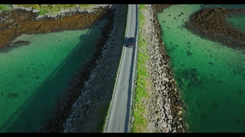 Fredvang brig with drone Stock Footage 285582629