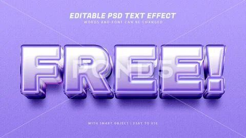 Free 3d purple text effect editable PSD-sjabloon