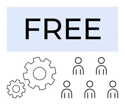 Free Access Concept with Gears and People Icons Teamwork and Collaboration 스톡 일러스트