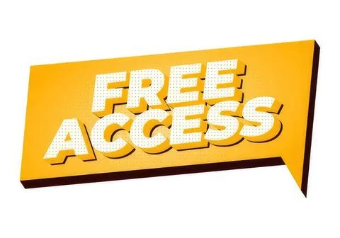 Free access sign on yellow background with 3d text Stock Illustration
