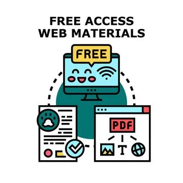 Free access web materials concept presenting online content Stock Illustration