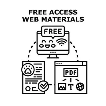 Free access web materials concept presenting online content Illustrazione stock