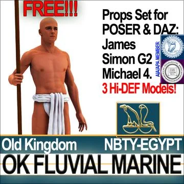Free Ancient Egypt OK Fluvial Marine Props Poser Daz 3D Model