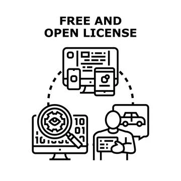 Free and open license software development concept Stockillustratie