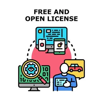 Free and open license software development concept イラスト素材
