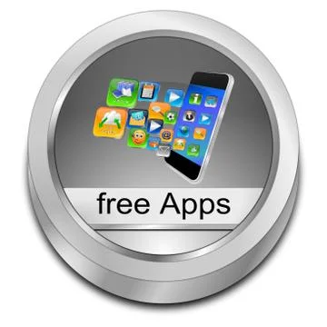 Free apps button - 3D illustration Stock Illustration