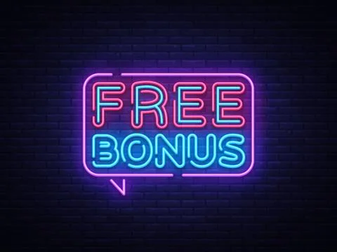 Free Bonus Neon Text Vector. Bonus neon sign, design template, modern trend Stock Illustration