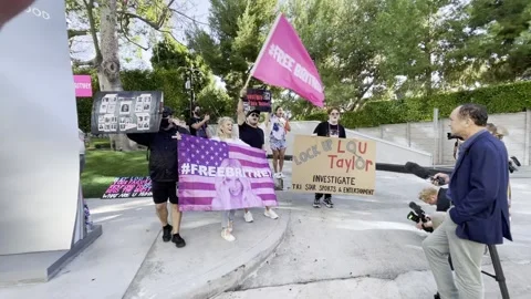 Free Britney protesters chant outside TriStar offices Stock Footage 185660635