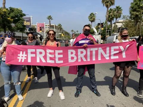 Free Britney Spears Supporters Outside Los Angeles Courthouse Stock Footage Stock Photos