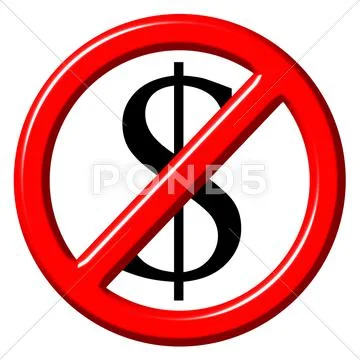 Free of charge anti dollar 3d sign Stock Illustration