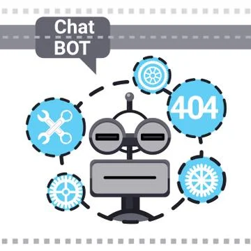 Free Chat Bot Fixing Error, Robot Virtual Assistance Element Of Website Or Stock Illustration