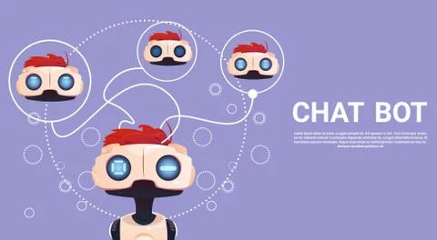Free Chat Bot, Robot Virtual Assistance Element Of Website Or Mobile Stock Illustration