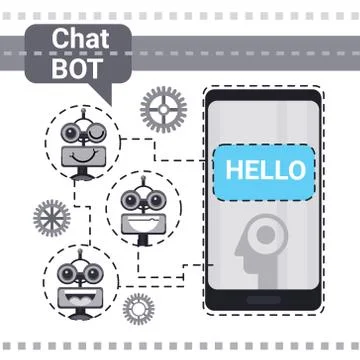 Free Chat Bot, Robot Virtual Assistance Element Of Website Or Mobile Illustrazione stock