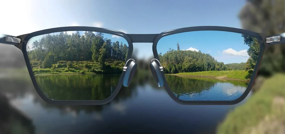 Free, clear and sharp view through corrective glasses - 3d illustration Stock Illustration