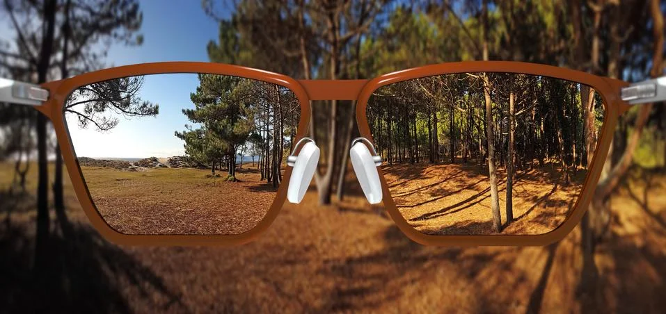 Free, clear and sharp view through corrective glasses - 3d illustration Stock Illustration