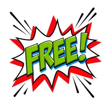 Free - Comic book style word on a white background. Free banner in pop art style Stock Illustration