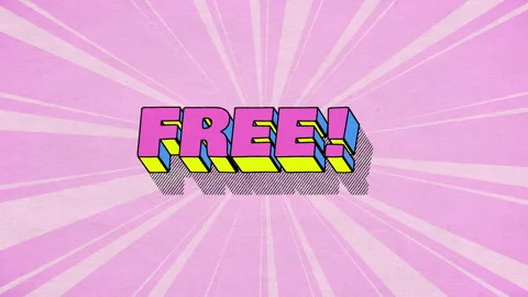 FREE! - comics style 3D text with shadow on paper textured background Stock Footage 245220422