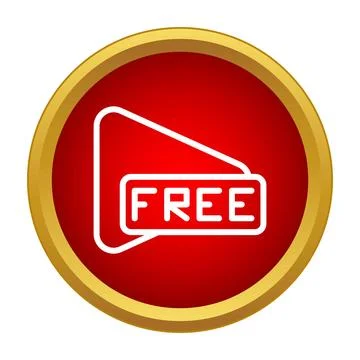 Free content video play button icon on red 库存插图