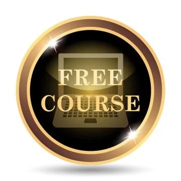 Free course icon. Internet button on white background.. Stock Illustration