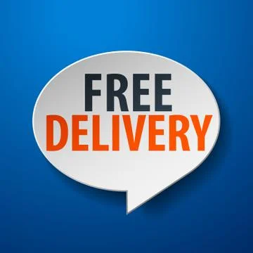 Free delivery 3d speech bubble on blue background Stock Illustration