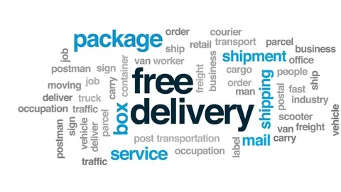 Free delivery animated word cloud, text design animation. Stock Footage 78710599