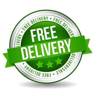 Free Delivery Badge - Online Button Marketing Banner with Ribbon. Stock Illustration