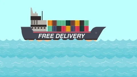 Free Delivery container ship mothion graphic animation Stock Footage 133599490