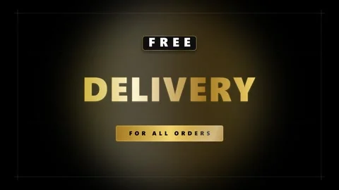Free delivery gold text animation for e-commerce marketing and online store.. Stock Footage 344851876