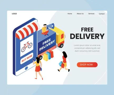 Free Delivery isometric Stock Illustration