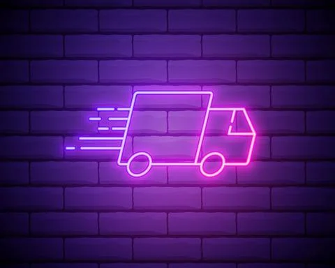 Free delivery neon icon. Elements of cyber monday set. Simple icon for websit Stock Illustration