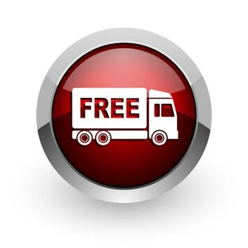 Free delivery red circle web glossy icon. 库存插图