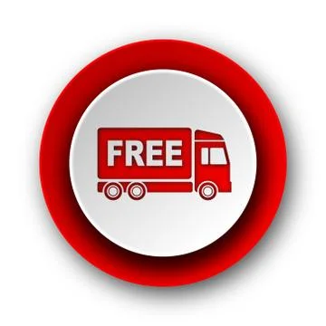 Free delivery red modern web icon on white background. Illustrazione stock