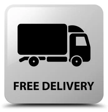 Free delivery white square button 스톡 일러스트