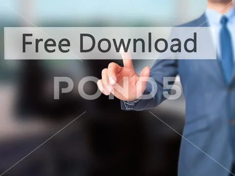 Free Download - Businessman hand pressing button on touch screen Stock Photos