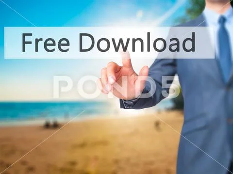 Free Download - Businessman hand pressing button on touch screen Stock Photos
