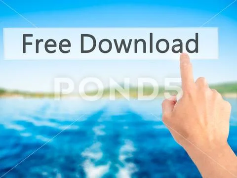 Free Download - Hand pressing a button on blurred background concept on visua Stock Photos