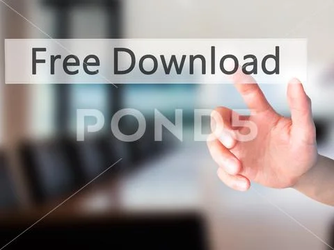 Free Download - Hand pressing a button on blurred background con Stock Photos