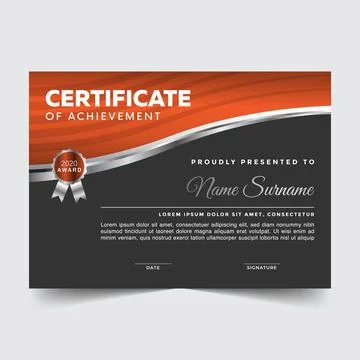 Free Editable Modern Certificate Vector Template Stock Illustration