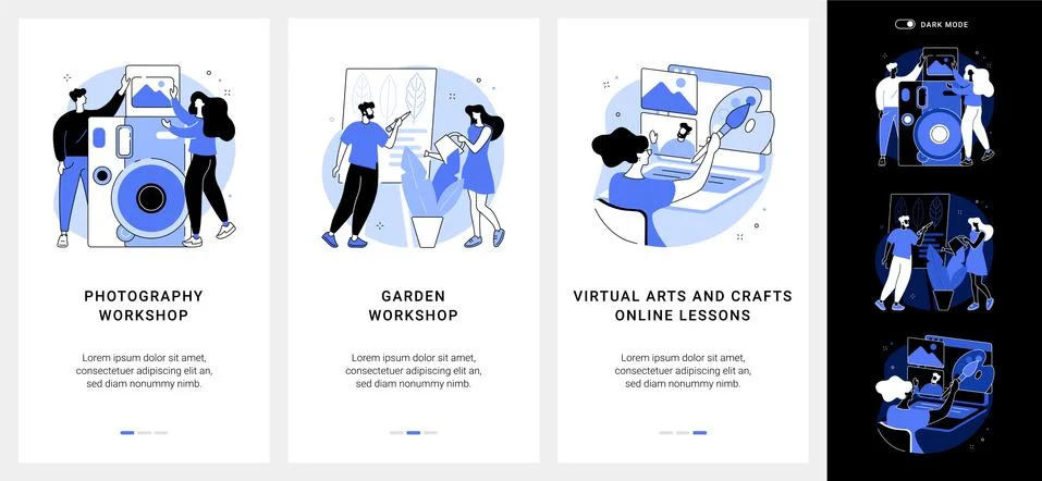 Free educational courses mobile app UI kit. Stock Illustration