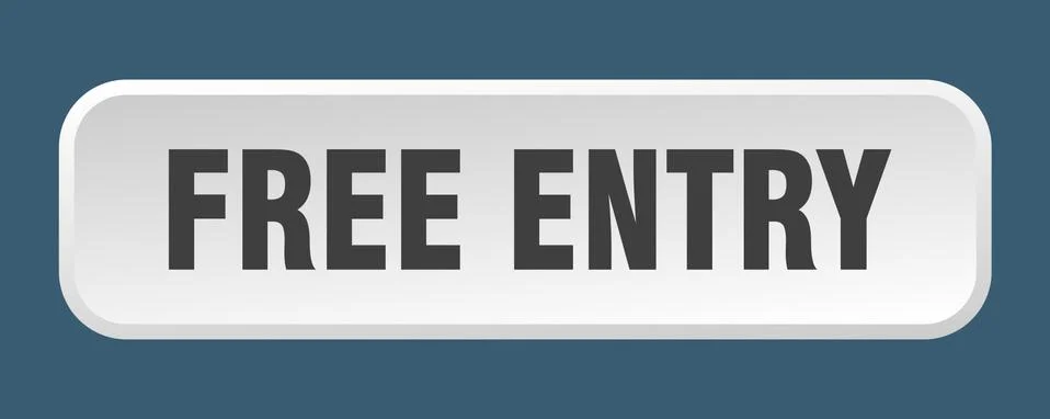 Free entry button. free entry square 3d push button Stock Illustration