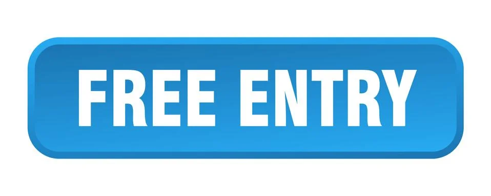Free entry button. free entry square 3d push button Illustrazione stock